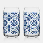 Blue tegel Mediterraan bierblikglas Blikvorm Glas (Achterkant)