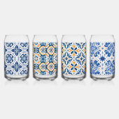 Blue tegel Mediterraan picknickbierblikje Blikvorm Glas (Links)