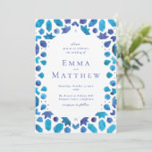 Blue Tegel Mediterranean Wedding Kaart (Staand voorkant)