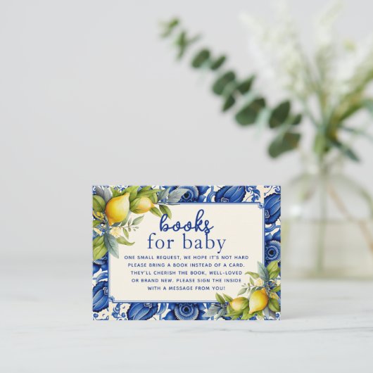  Blue Tegel Yellow Lemons Boeken voor Baby Informatiekaartje (Staand voorkant)