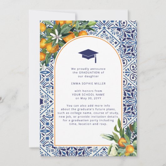 Blue tegels Afstuderen Aankondiging (Voorkant)