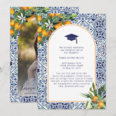 Blue tegels Afstuderen Aankondiging (Voorkant / Achterkant)