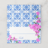 Blue Tegels Bougainvillea Mediterraan thema Plaatskaartje (Buitenkant ongevouwen)