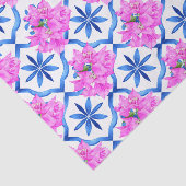 Blue Tegels Bougainvillea Mediterraan thema Tissuepapier (Detail)