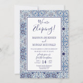 Blue tegels Elopement receptie uitnodiging (Voorkant)
