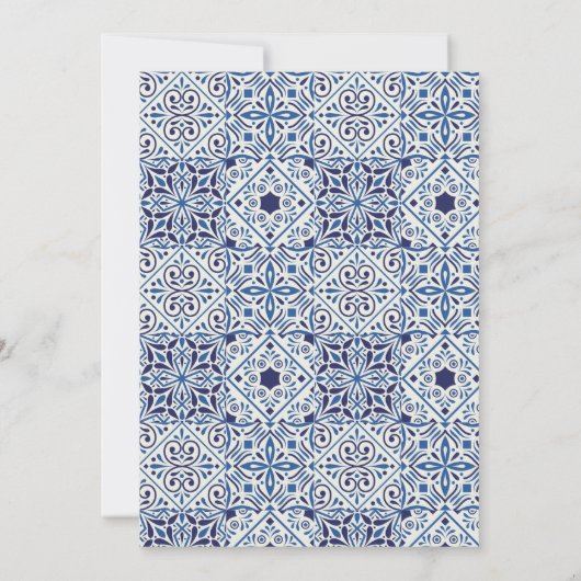 Blue tegels Elopement receptie uitnodiging (Achterkant)