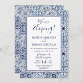 Blue tegels Elopement receptie uitnodiging (Voorkant / Achterkant)