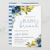 Blue Tegels Lemon Baby shower Invitation Kaart (Voorkant / Achterkant)