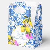 Blue tegels lemon Bougainvillea aangepast huwelijk Bedankdoosjes (Geopend)
