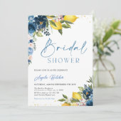 Blue Tegels Lemon Bridal Shower Invitation Kaart (Staand voorkant)
