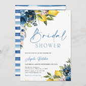 Blue Tegels Lemon Bridal Shower Invitation Kaart (Voorkant / Achterkant)