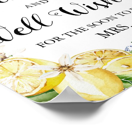 Blue Tegels Lemons Advies en Well Wishes Sign Poster (Hoek)