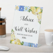 Blue Tegels Lemons Advies en Well Wishes Sign Reclamebord Met Voetstuk (Insitu)