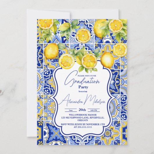 Blue tegels Lemons Afstuderen Kaart (Voorkant)