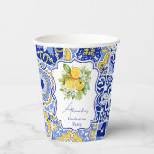 Blue tegels Lemons Afstuderen Papieren Bekers (Voorkant)