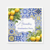 Blue tegels Lemons Afstuderen Servet (Voorkant)