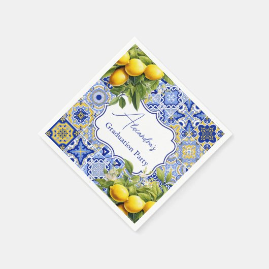 Blue tegels Lemons Afstuderen Servet (Hoek)