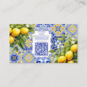 Blue tegels Lemons bruiloft Informatiekaartje (Voorkant)