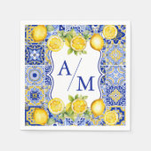 Blue tegels Lemons bruiloft Servet (Voorkant)