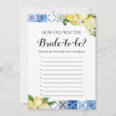 Blue Tegels Lemons Hoe oud was het bruidsspel Kaart (Voorkant)