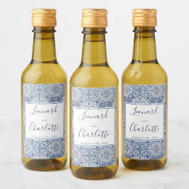 Blue tegels Wedding Favors Wijn Etiket