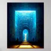 Blue Temple Fantasy Science Fiction Art Poster (Voorkant)