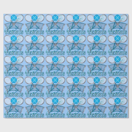 Blue Tennis Ball Game Cadeaupapier (Vlak)