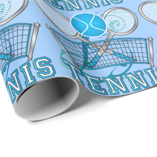 Blue Tennis Ball Game Cadeaupapier