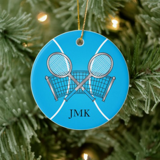 Blue Tennis Ball | Personaliseren Keramisch Ornament (Boom)
