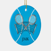 Blue Tennis Ball | Personaliseren Keramisch Ornament (Rechts)