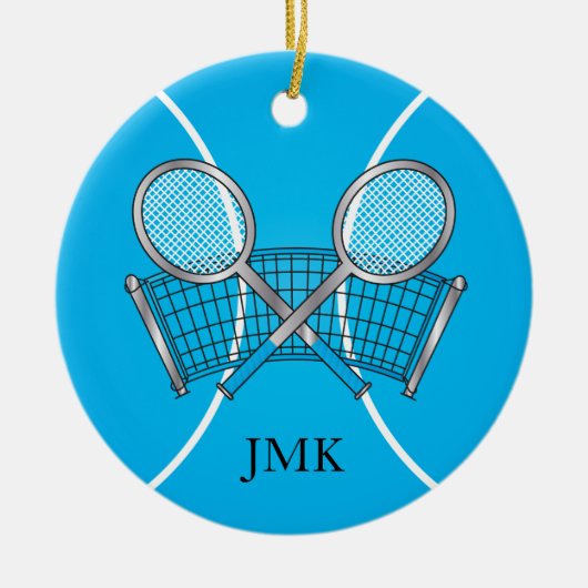 Blue Tennis Ball | Personaliseren Keramisch Ornament (Voorkant)