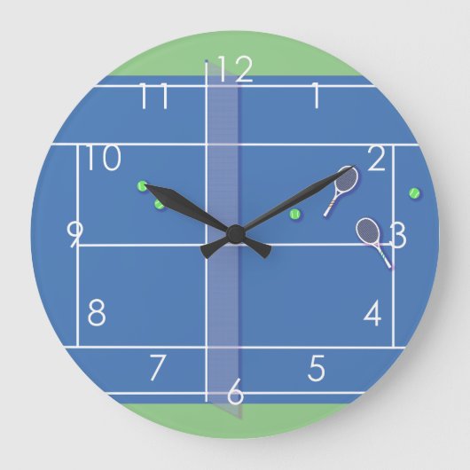 Blue Tennis Court Modern Tennis Player     Grote Klok (Voorkant)