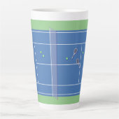 Blue Tennis Court Modern Tennis Player Latte Mok (Voorkant)