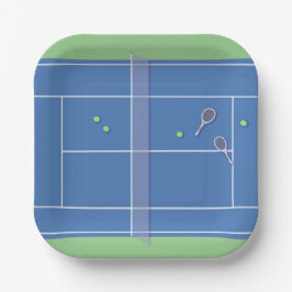 Blue Tennis Court Modern Tennis Player Papieren Bordje