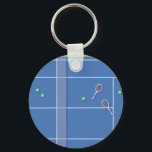 Blue Tennis Court Modern Tennis Player Sleutelhanger<br><div class="desc">Een gepersonaliseerd klassiek tennisrechtsontwerp in blauw met klassieke, chic, preppy & elegant tennisrackets en groene tennisballen. Eenvoudig, minimalistisch cadeau voor je tenniscoach of tennisteam. Speciaal cadeau voor een tennisspeler. Blauwe tennisrechter illustratie. Trendy tennisspelers thuis decor. Trendy moderne tennisspelersgiften. Cool retro modern cadeau voor je schooltenniscoach of schooltennisteam! Tennis trouwideeën. Tennis...</div>