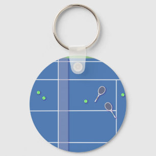 Blue Tennis Court Modern Tennis Player Sleutelhanger