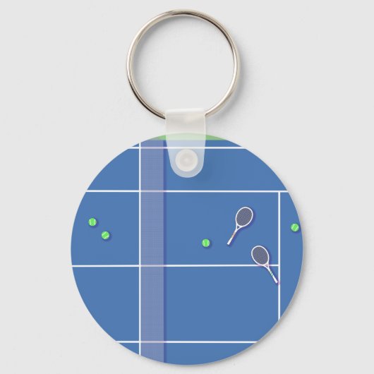 Blue Tennis Court Modern Tennis Player Sleutelhanger (Voorkant)