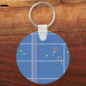 Blue Tennis Court Modern Tennis Player Sleutelhanger (Voorkant)