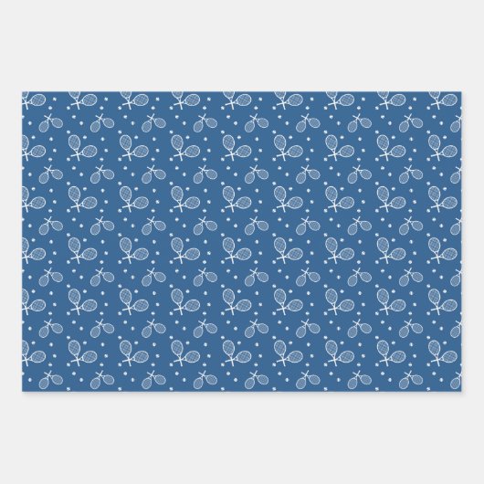 Blue Tennis Court Preppy Modern Tennis Player Inpakpapier Vel (Voorkant 3)