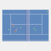 Blue Tennis Court Preppy Modern Tennis Player Inpakpapier Vel (Voorkant 2)