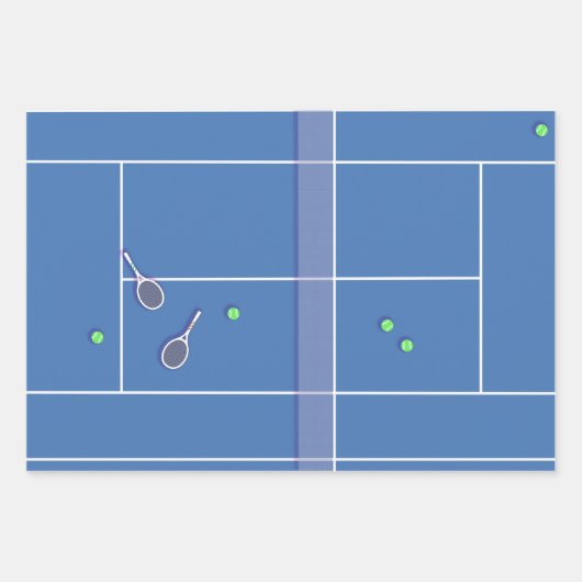 Blue Tennis Court Preppy Modern Tennis Player Inpakpapier Vel (Voorkant 2)