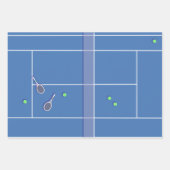 Blue Tennis Court Preppy Modern Tennis Player Inpakpapier Vel (Voorkant)