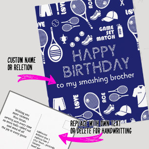 Blue Tennis 🎾 Happy Birthday Briefkaart