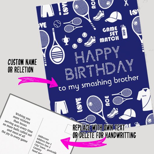 Blue Tennis 🎾 Happy Birthday Briefkaart