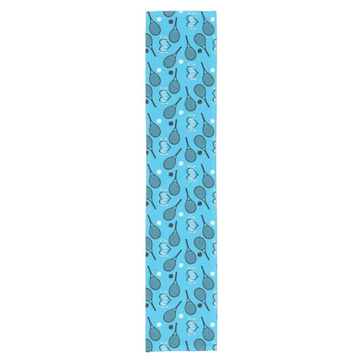 Blue Tennis Party, aanpasbaar Korte Tafelloper (Voorkant)