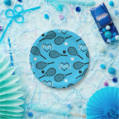 Blue Tennis Party, aanpasbaar Papieren Bordje (Feest)