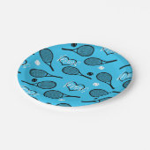 Blue Tennis Party, aanpasbaar Papieren Bordje (Gekanteld)