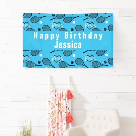 🎾 🤍 Blue Tennis Party Spandoek (Insitu)