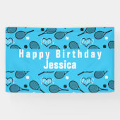 🎾 🤍 Blue Tennis Party Spandoek (Horizontaal)