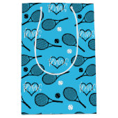 Blue Tennis Party, tennispatroon Medium Cadeauzakje (Voorkant)